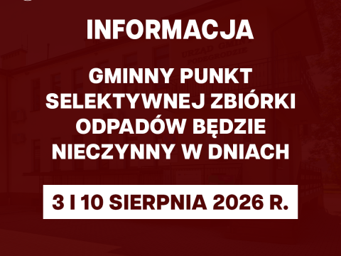 Gminny Punkt Selektywnej Zbiórki Odpadów w Podegrodziu będzie nieczynny w dniach 3 i 10 sierpnia