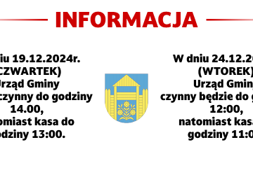 Godziny pracy Urzędu Gminy w Podegrodziu