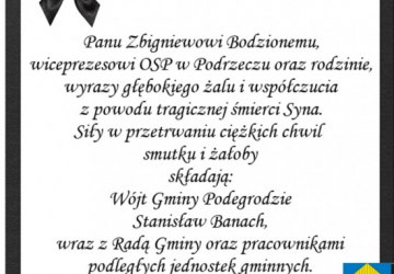Kondolencje dla Wiceprezesa OSP - Z. Bodzionego i dla rodziny