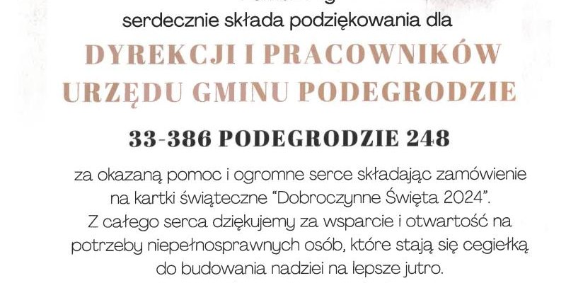 Podziękowania Fundacji 